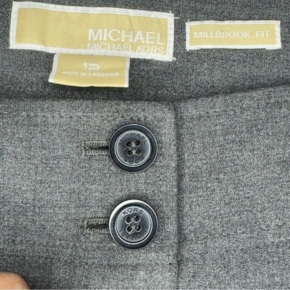 Michael Michael Kors Milbrook fit Charcoal wide leg cuffed Mid rise Pants 12 GUC - Picture 5 of 14